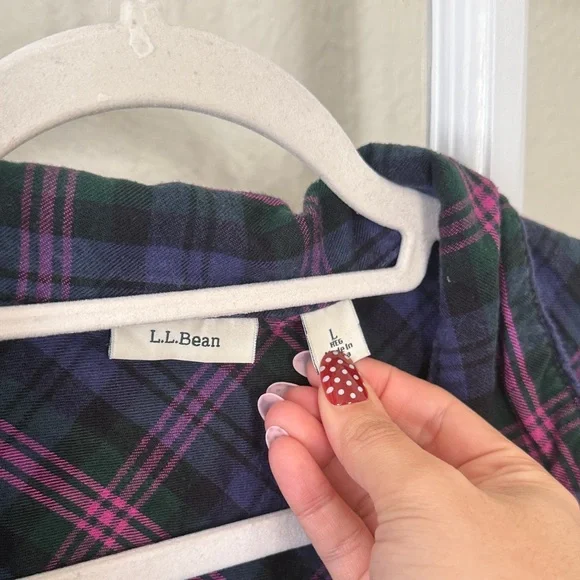 L.L.Bean Long Flannel Cotton Nightgown - Picture 4 of 8